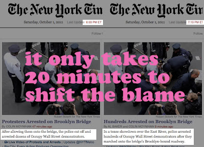 Ocupar Wall Street no New York Times: leva apenas 20 minutos para mudar a culpa de lugar