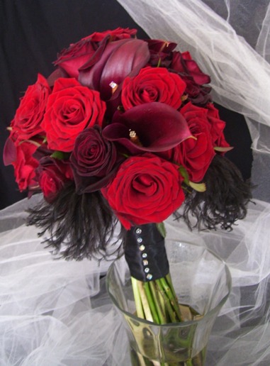 Red Black Wedding Bouquet 