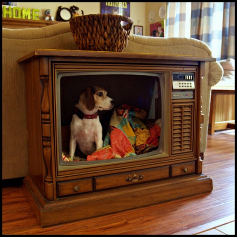 Dollar Store Crafter Console TV To A Dog Bed