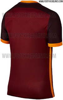 Detail bagian belakang jersey As Roma home terbaru musim 2015/2016 Detail bagian belakang jersey As Roma home terbaru musim 2015/2016