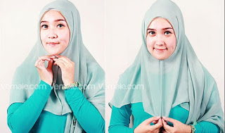Cara Pakai Jilbab Segi Empat (4) Modern Terbaru gambar kerudung segi empat