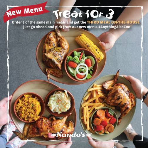 BestLah Nando's Enjoy Buy 2 FREE 1 Main Meal (10 28 Aug)