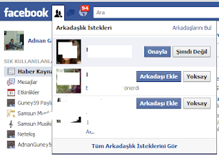 Facebook önerdiği arkadaş listesi