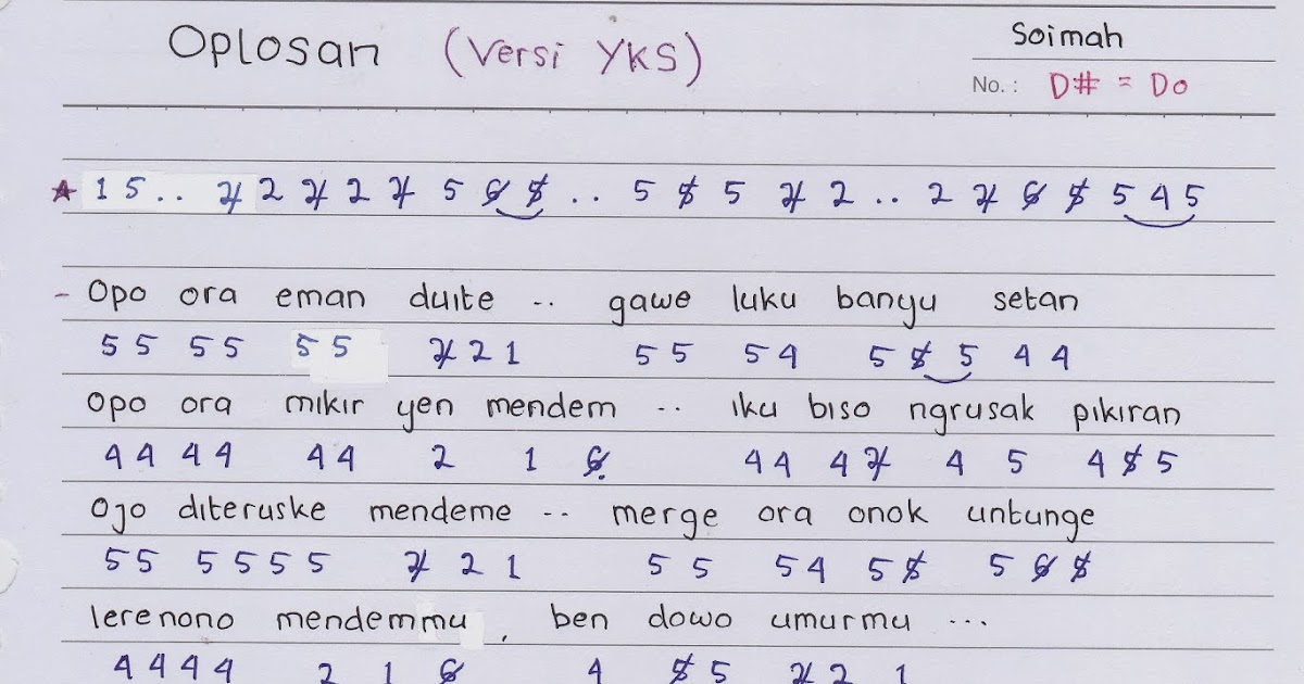 Not Angka Soimah Oplosan Versi Yks Aulia S World