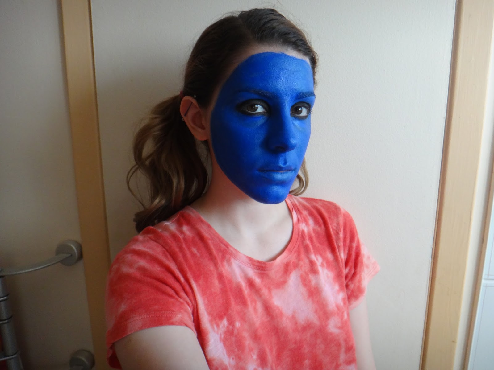 the little android Mystique Cosplay face paint test 1