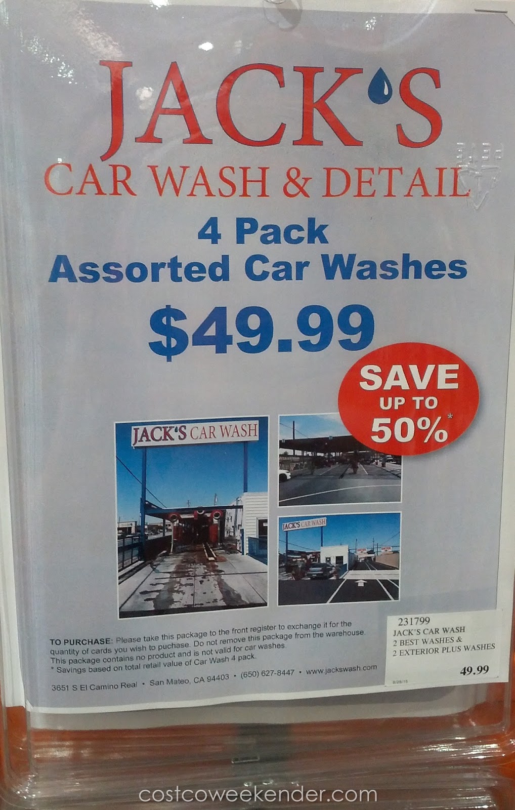 Jack's Car Wash 4 Pack of Assorted Car Washes Costco Weekender