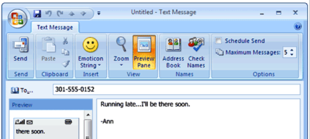 Kirim SMS dari Komputer ke Ponsel via Outlook 2007