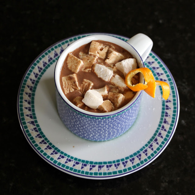 Hot Chocolate topped with Satsuma Orange Mini-Marshmallows