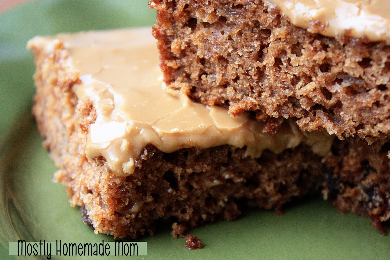 Raisin Applesauce Bars & Caramel Frosting Mostly Homemade Mom