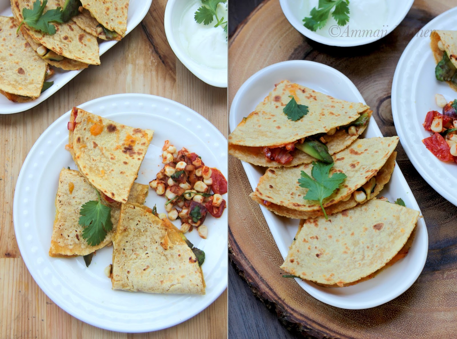 Quesadillas with Avocado & Corn Salsa Indian Food Recipes Ammaji