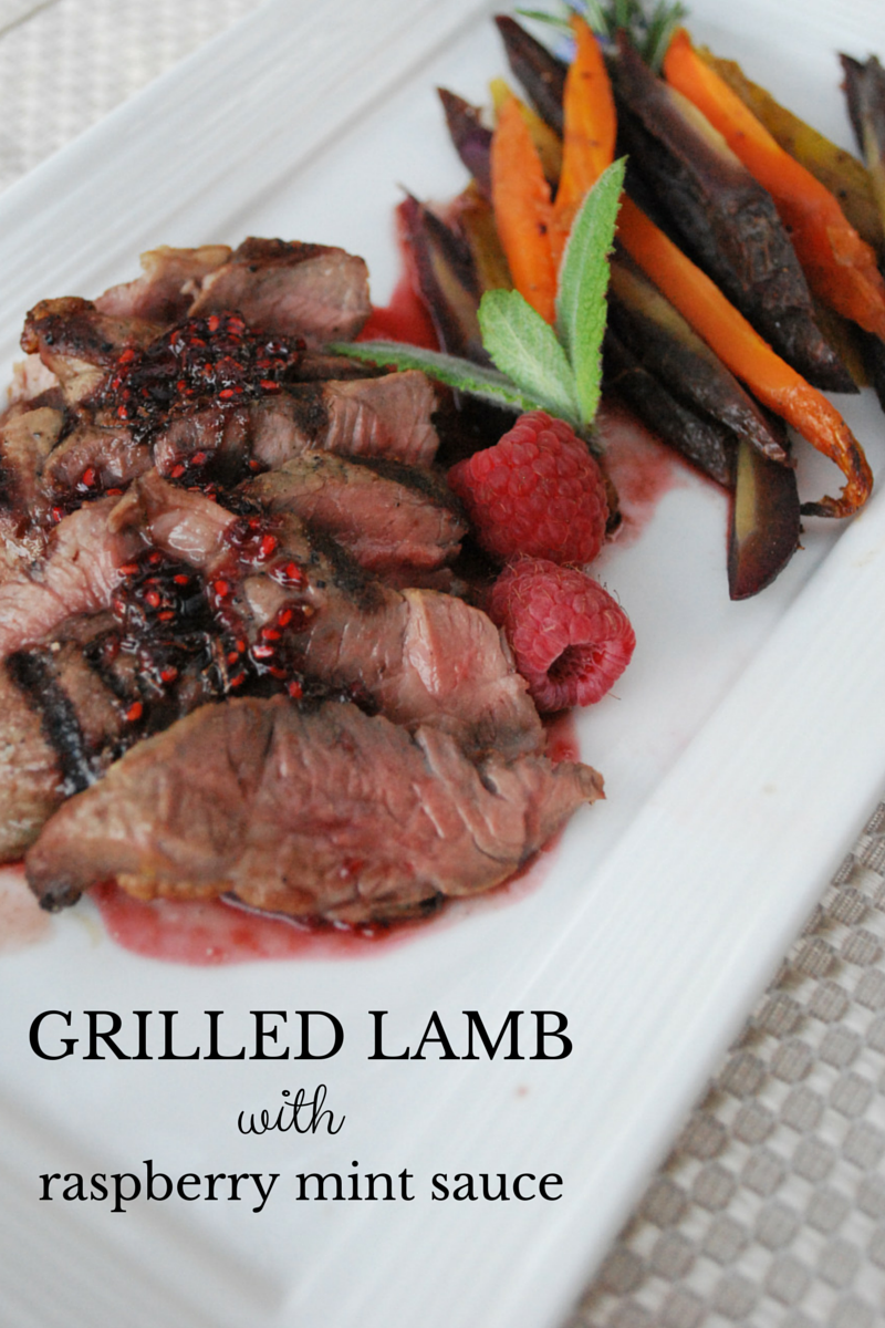 NourishRDs Grilled Lamb with Raspberry Mint Sauce