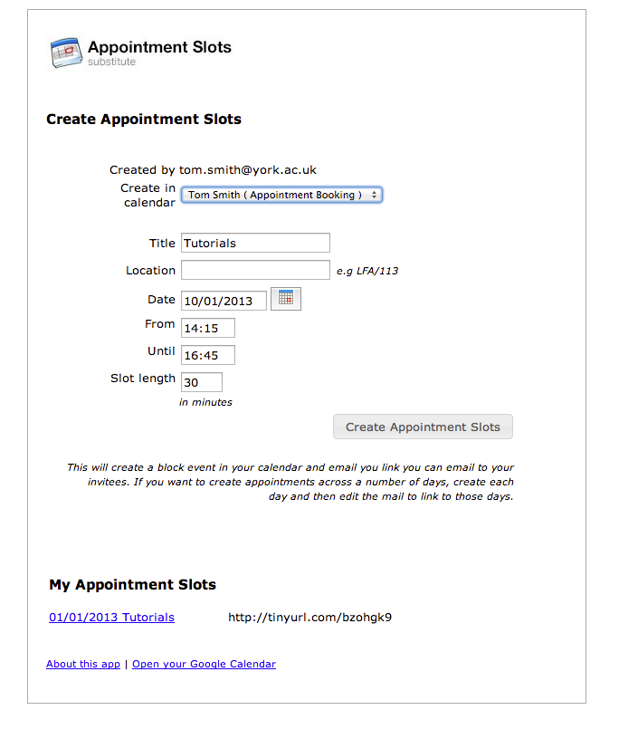 Calendar appointment slots Calendar appointment slots