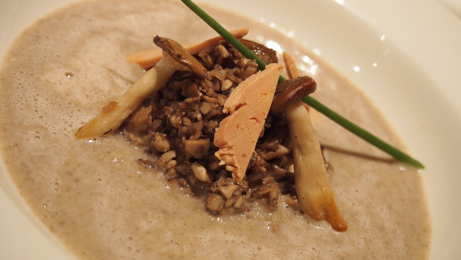 EpiCurious Generations Cream of Mushroom, Duxelle with Foie Gras Shavings
