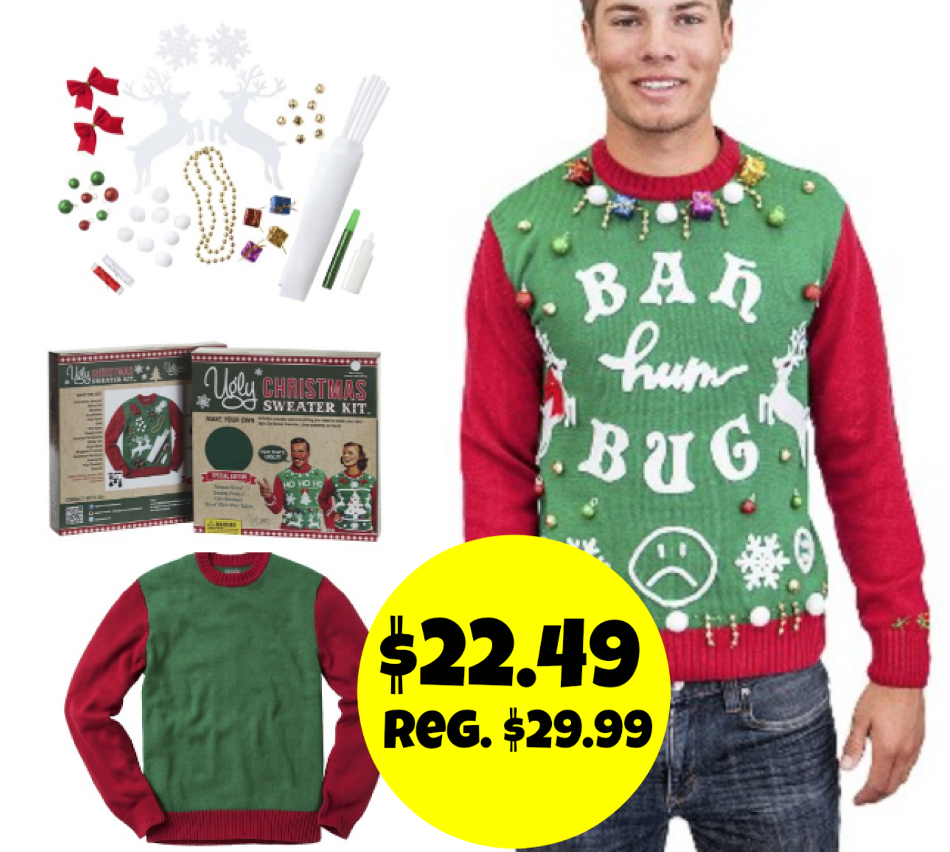 DIY Ugly Christmas Sweater Kits = 22.49 + FREE Shipping