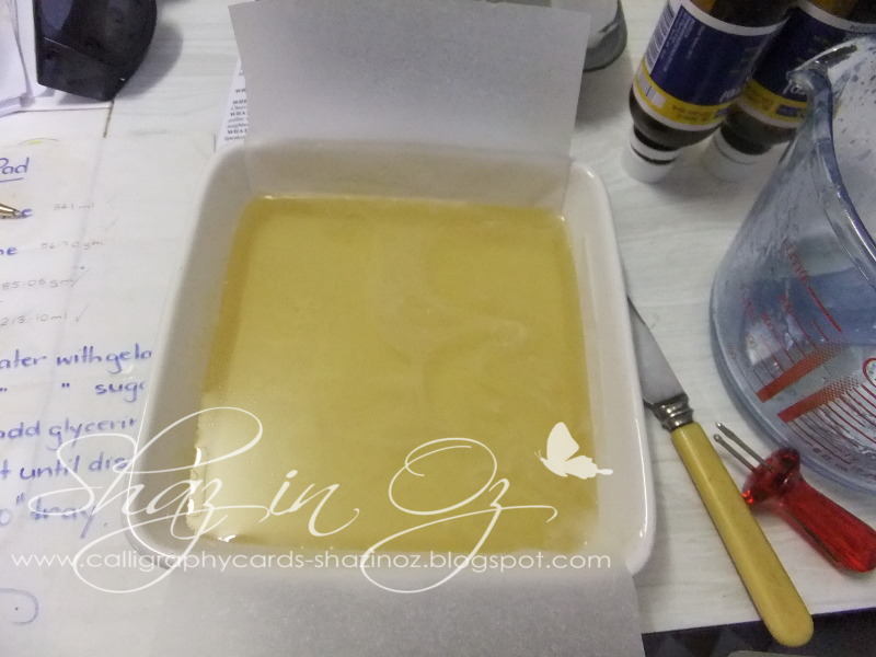 Calligraphy Cards Shaz in Oz How to make a Gelli Plate or Jelly pad