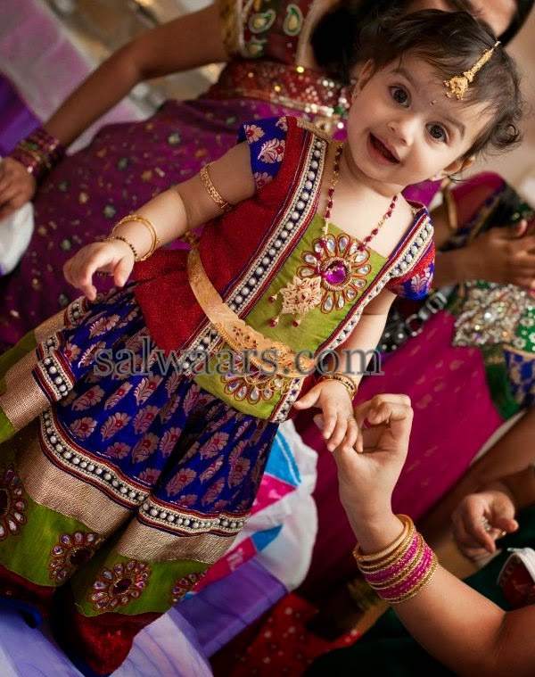 Baby in Purple Benaras Silk Skirt