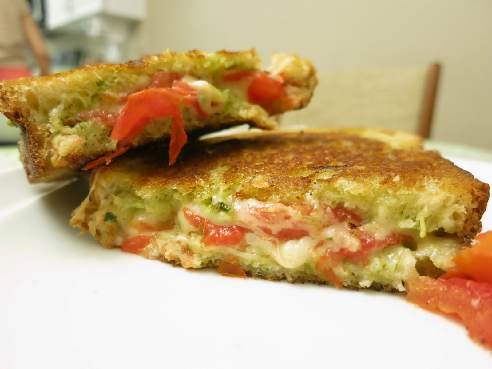 pieces of m Havarti + Tomato + Pesto Grilled Cheese Sandwich! [RECIPE]