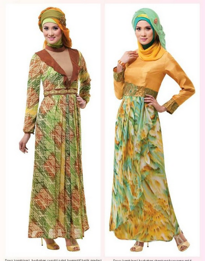 Contoh trend fashion modern baju muslim gamis model terbaru