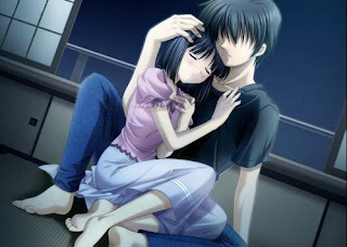 anime girl sleeping on boy's heart