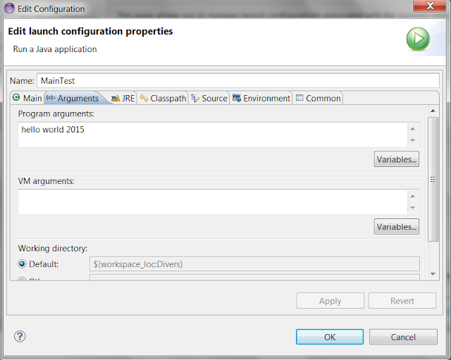 remplir les arguments String[] args dans Eclipse