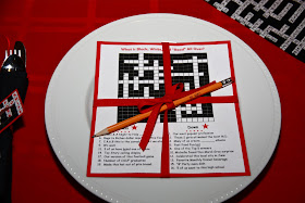 crossword puzzle party read over ribbon red