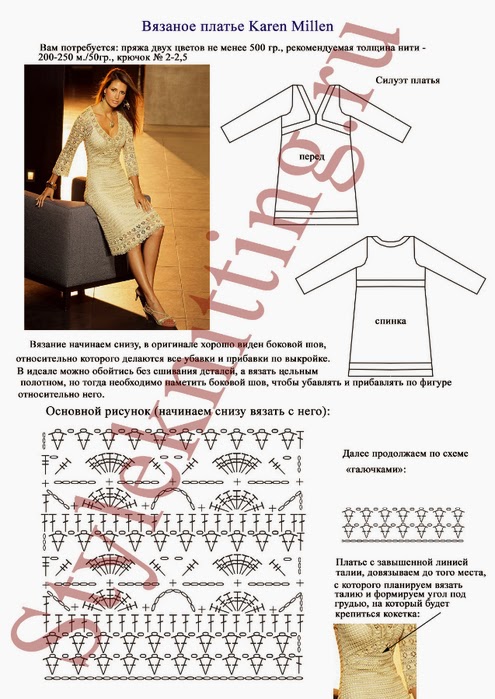 Вязание крючком платьев со схемой Вязание крючком платьев со схемой
