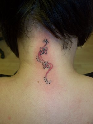 star tattoos designs on neck. sssssssss Neck Tattoos Design For Girls sssssssss