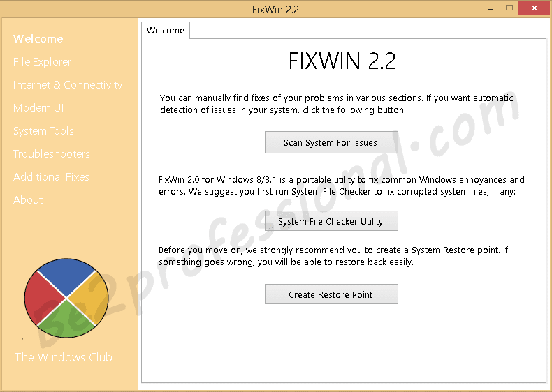أداة Fix Win لتصليح جميع مشاكل ويندوز 7 و 8 و 8 1 بسهولة وبنقرة واحدة كن محترفا Be2professional