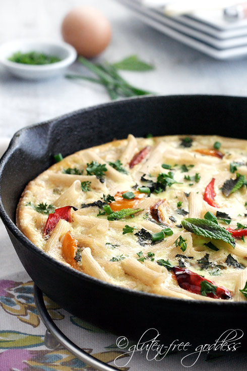 Easy, lovely gluten-free brown rice penne frittata by Karina Gluten free dairy free frittata with brown rice penne by Karina