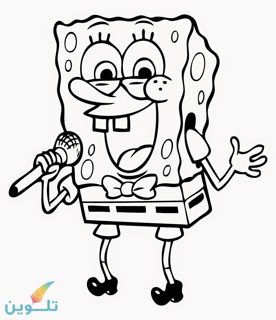 تلوين لون رسمة سبونج بوب المغني Spongepop Coloring
