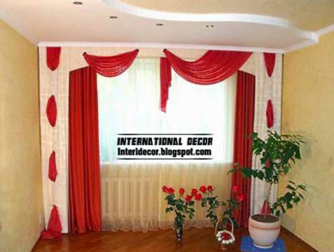 unique red curtain designs, red window treatments