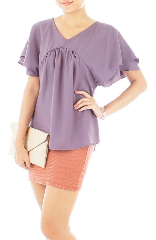 Flutter Cape Blouse in Lavender