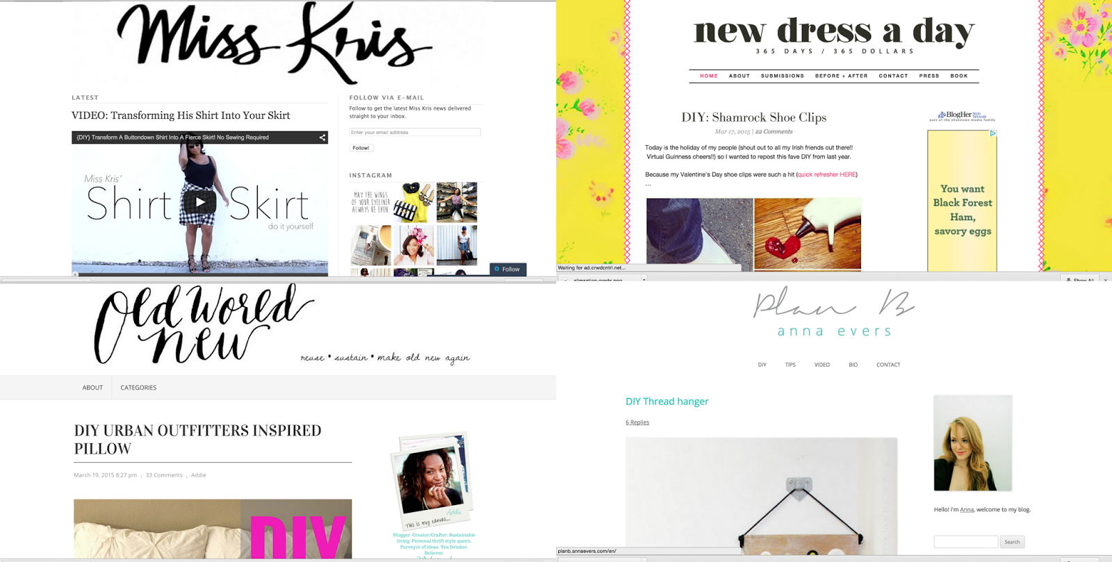 refashion bloggers miss kris turner, new dress a day, old world new, plan b anna evers