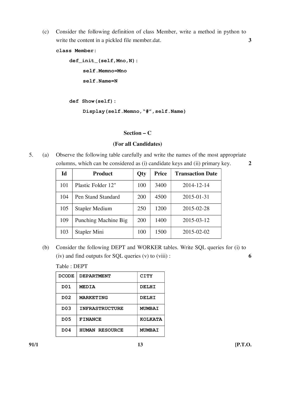 cbse class 12th 2015 board Computer Science question paper set-3 cbse class 12th 2015 Computer Science question paper