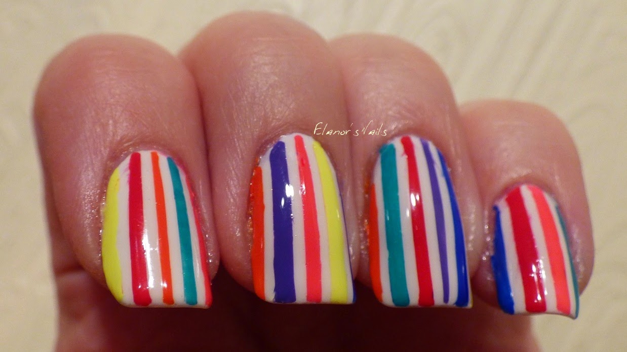 neon stripe nails