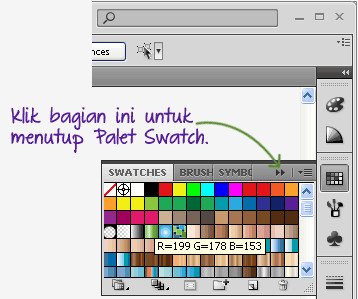 Cara menutup palet swatch pada Adobe Illustrator