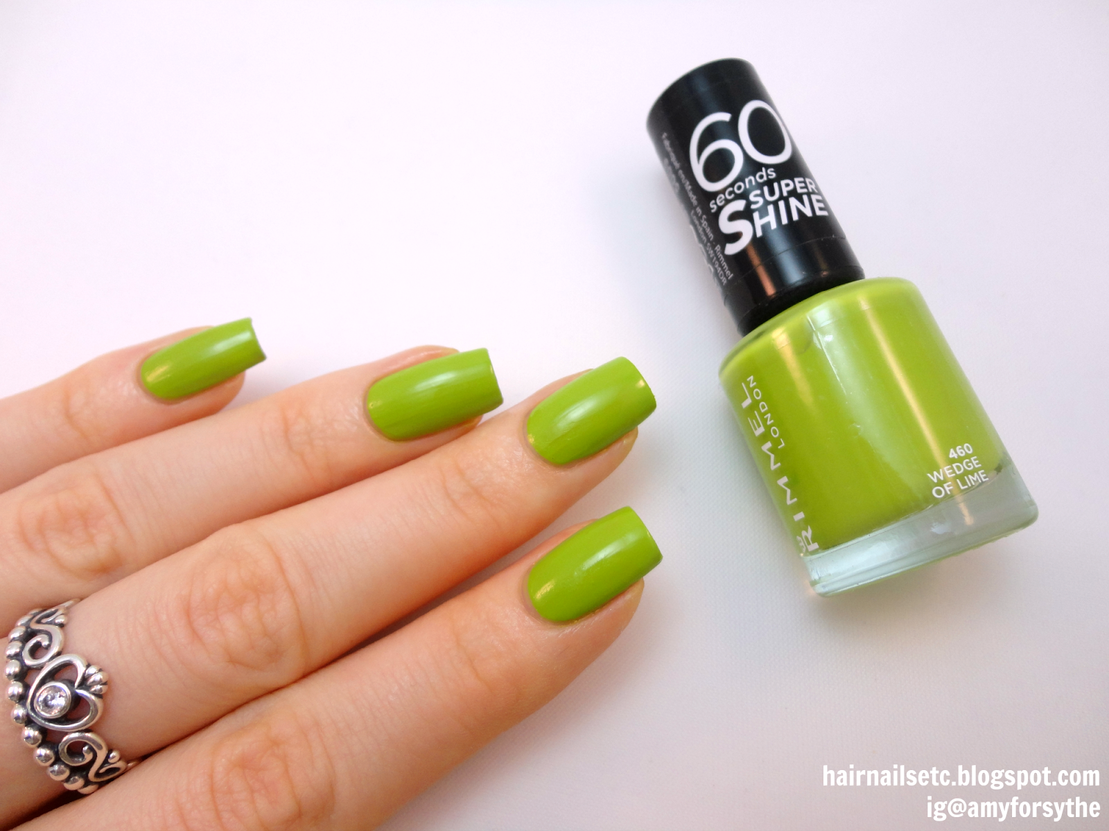 Rimmel New 60 Seconds Super Shine Nail Polish in Wedge of Lime Swatch and Review - hairnailsetc.blogspot.co.uk / instagram.com/amyforsythe