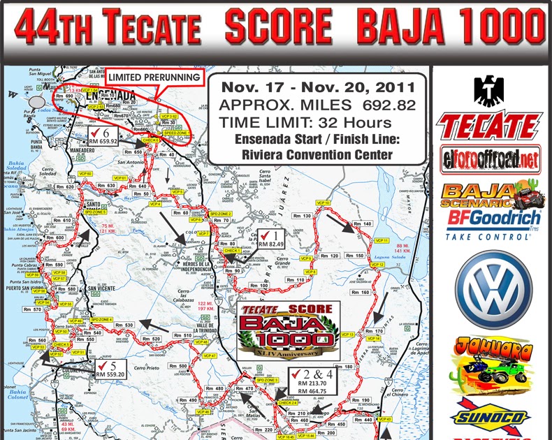 Baja Roads 44th Tecate SCORE Baja 1000 Starting Positions Updated on