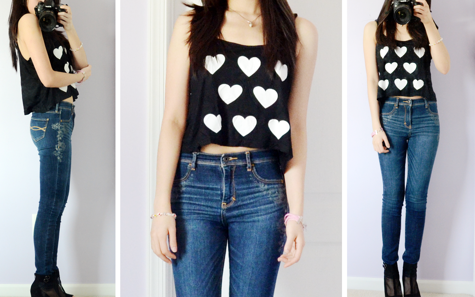 crop top and high waisted jeans