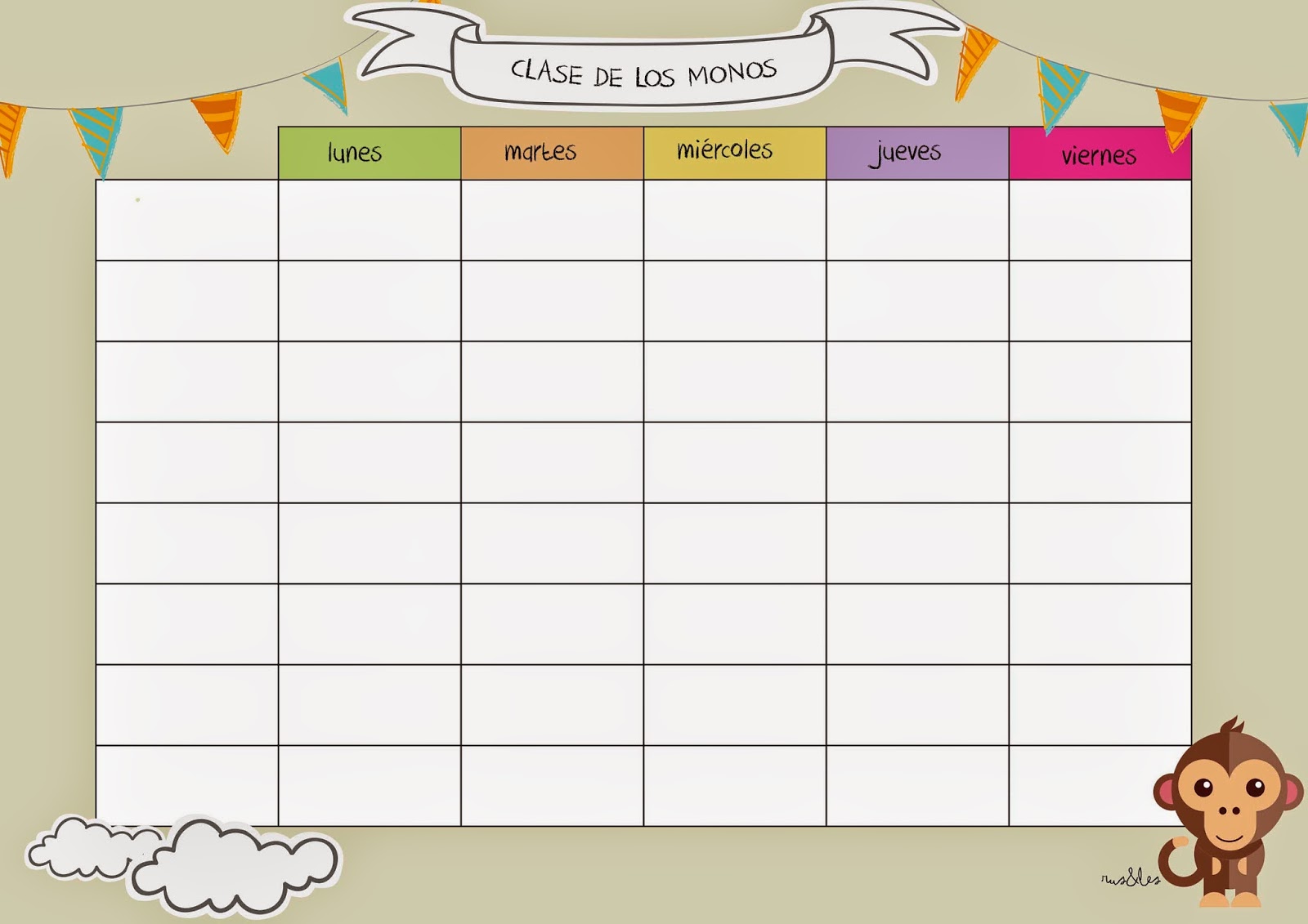 calendarios en blanco