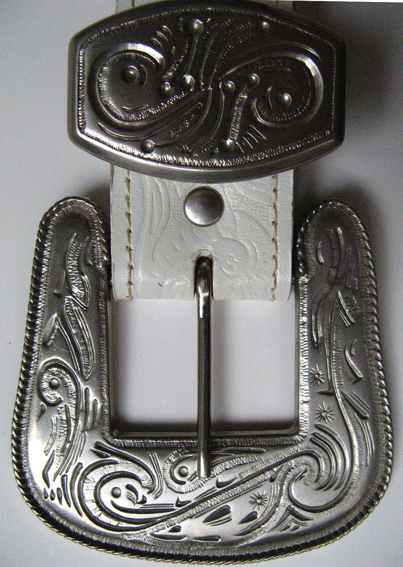 SALE14K Sterling Silver & Ruby Belt Buckle 3 Piece Set