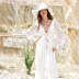Wedding dress deep v neckline and chiffon sleeve design
