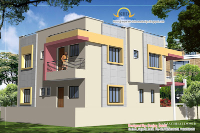 Duplex House Plan and Elevation - 215 Sq M (2310 Sq. Ft.) - January 2012