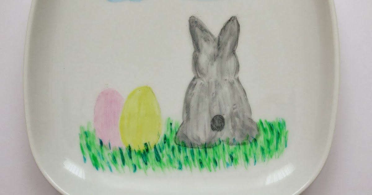 Mistletoe Home Handmade painted porcelain Easter plate with bunny