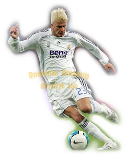 David Beckham in his famous Real Madrid jersey