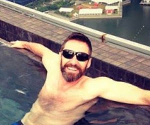 Hugh Jackman at MBS pool