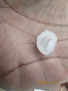 Size of a "ICE CUBE" of a Hailstorm.