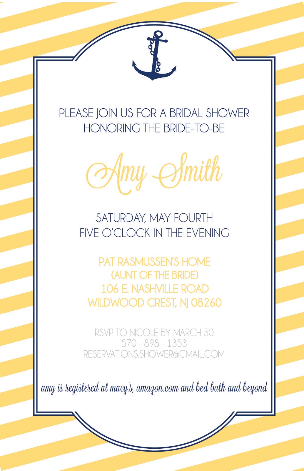 Nautical Bridal Shower Invitations and Thank Yous Nautical Bridal Shower Invitations and Thank Yous