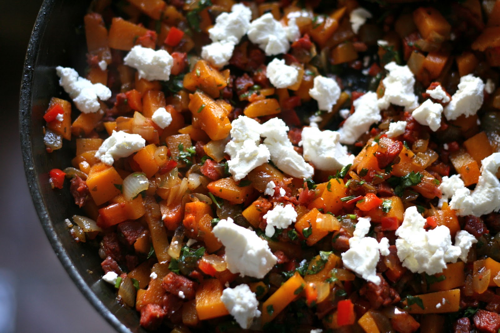 Milli's kitchen Butternut, goats cheese and chorizo empanadas