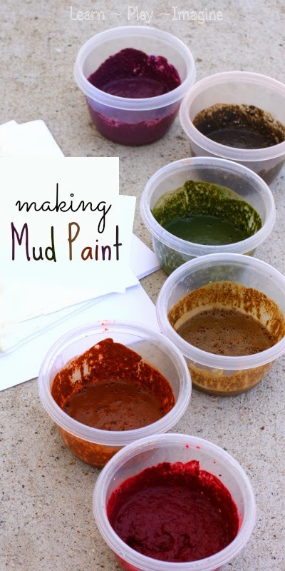 Painting with real mud.  How to make mud paint in bold colors, such a cool sensory art project for spring!
